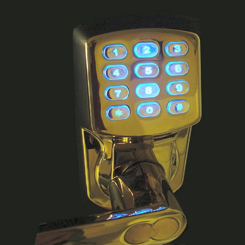 AN Electronic Keyless Door Lock Polished Brass Finish